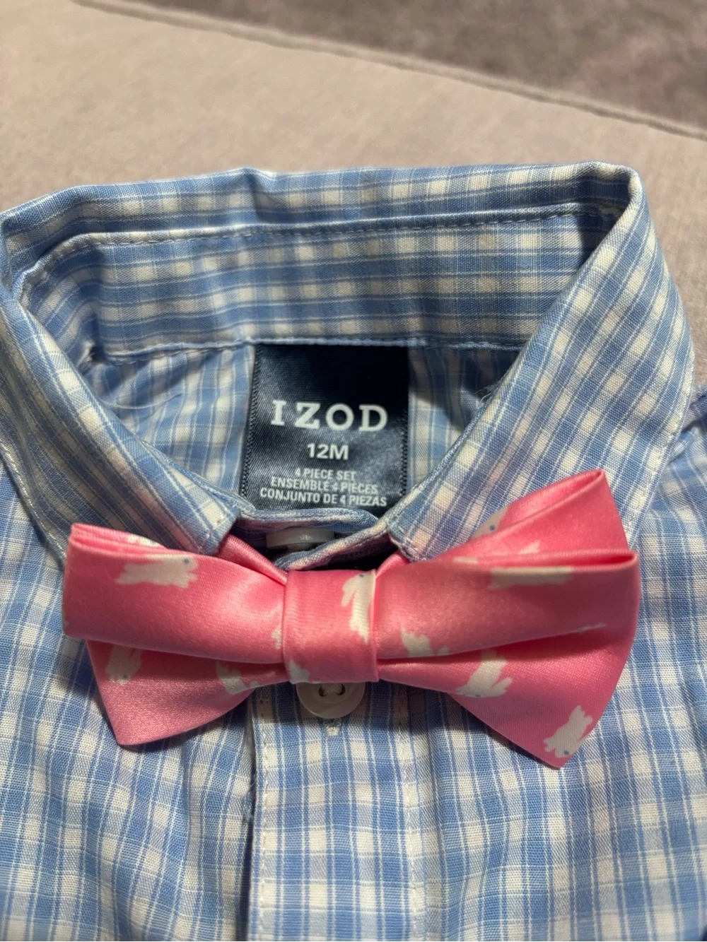 IZOD White Dress Pants with Blue Striped Suspenders